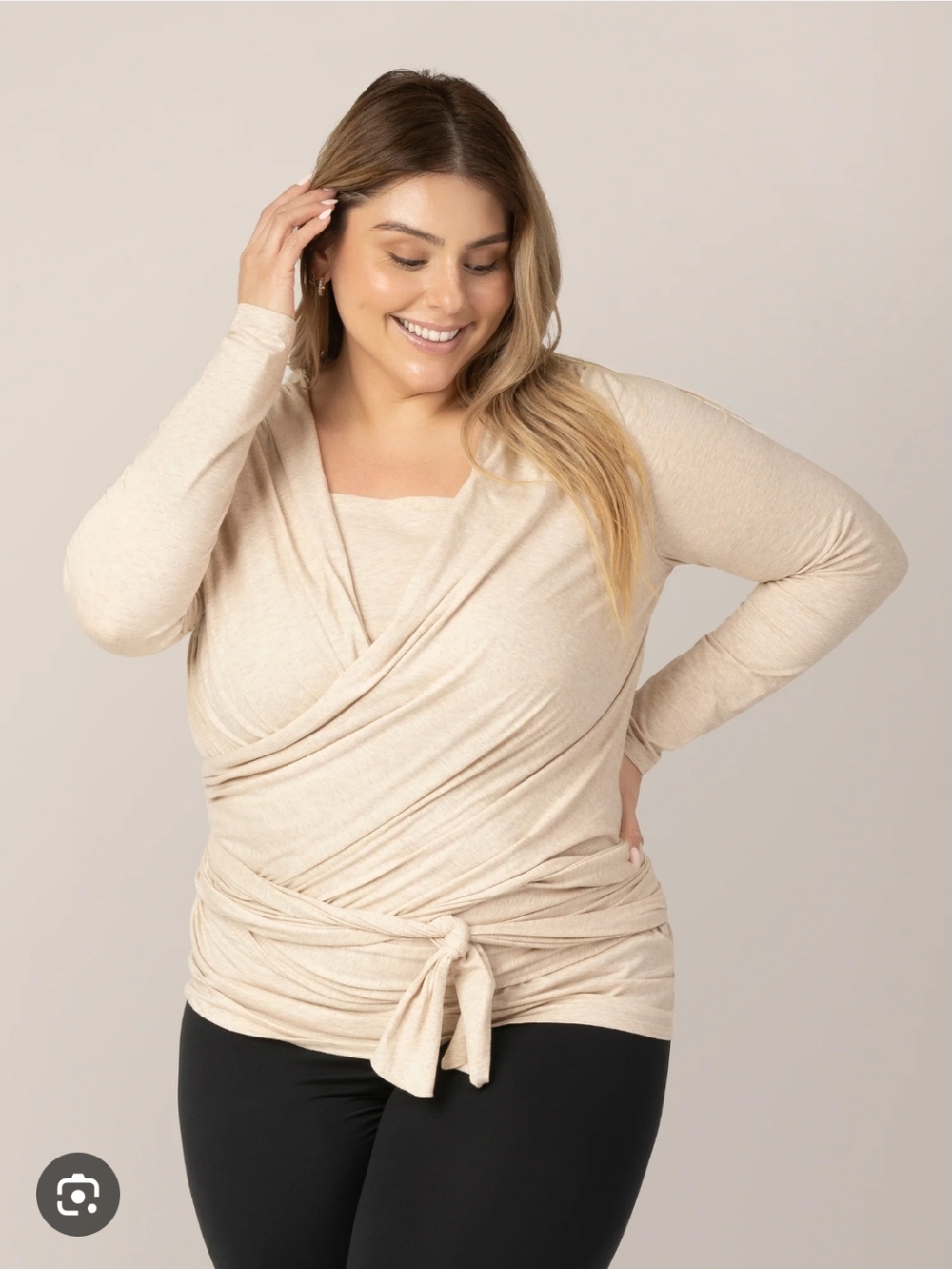 Kindred Bravely Oatmeal Organic Cotton Skin To Skin Wrap Top Size M